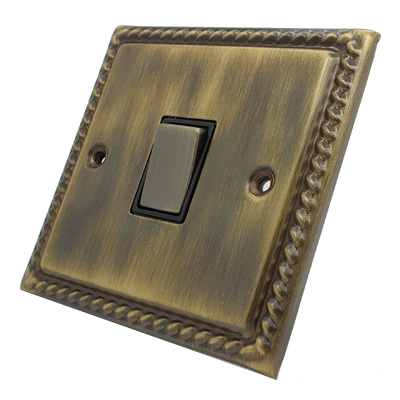 antique brass switch light rope edge georgian finish range