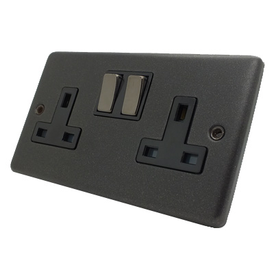 Timeless Black Graphite Timeless Switched Socket