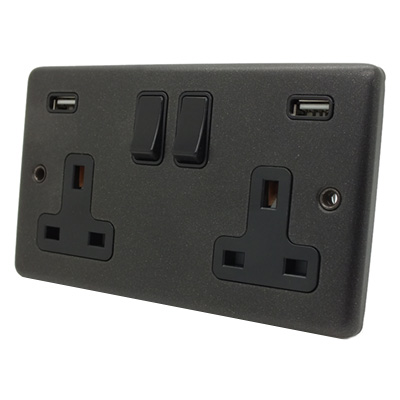 Timeless Black Graphite Timeless Socket with USB Socket