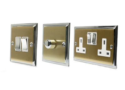 Doublet Satin Brass / Polished Chrome Edge Doublet Shaver Socket