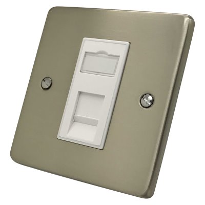 Trim Rounded Satin Nickel Trim Rounded RJ45 Network Socket